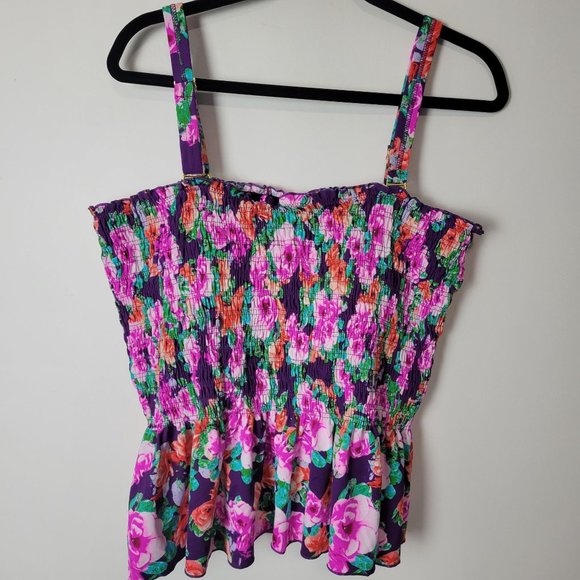 Swimsuits For All Floral Smocked Top - Purple and Pink - Picture 4 of 16